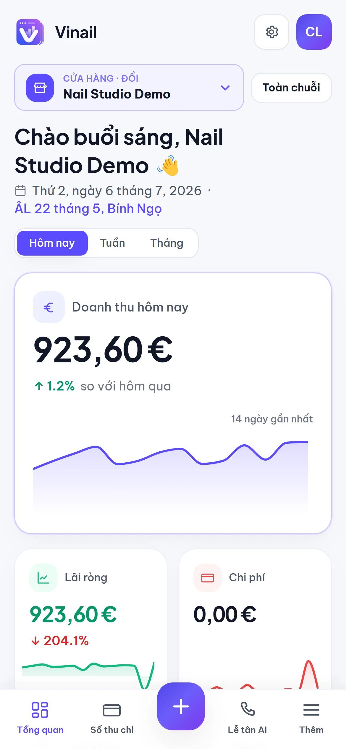 Vinail trên điện thoại